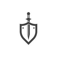 Shield wars with Sword logo design vector illustration