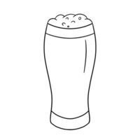 Glass of beer with foam. Vector outline doodle sketch isolated on white background.
