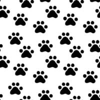 Seamless pattern with paw prints of cat or dog. Cute monochrome animalistic background. vector