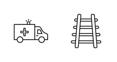 ambulancia y tren virar icono vector