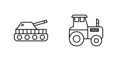 tanque y tractor icono vector