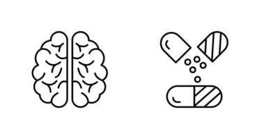 cerebro y cápsula icono vector