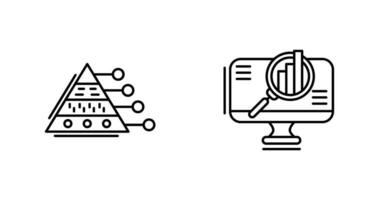 Pyramid Graph and Search Icon vector