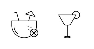 coconut drink and cocktail drink  Icon vector