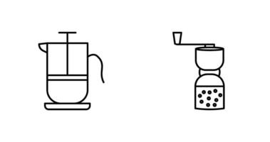 french press and coffee grinder  Icon vector