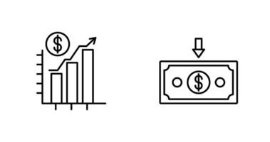 gráfico arriba y dinero abajo icono vector