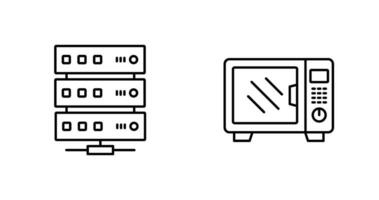 servidor y microondas icono vector