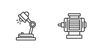 escritorio lámpara y eléctrico motor icono vector