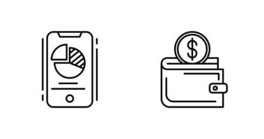 Pie Chart and Wallet Icon vector