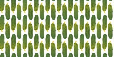 Seamless pattern green gradient cucumbers in flat vector style on white background. For print, textile, background, wrapper.