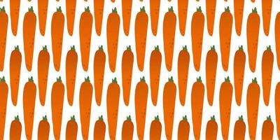 Seamless pattern orange gradient carrots in flat vector style on white background. For print, textile, background, wrapper.