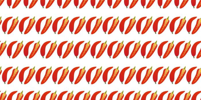 sin costura modelo diferente formas rojo chile pimienta en plano vector estilo en blanco antecedentes. para imprimir, textil, fondo, envoltura.
