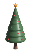 Green Christmas tree and star 3d illustration png