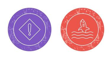 caution sign and dangerous shark  Icon vector