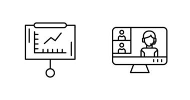 Line Graph and Conference video Call Icon vector