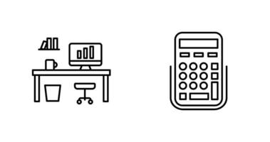 Office Desk and Calculator Icon vector