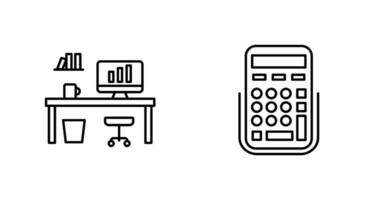 oficina escritorio y calculadora icono vector