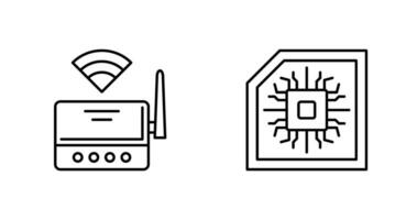 Wifi enrutador y chip icono vector