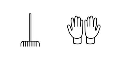 Fork picking Leaves and Gardening Gloves Icon vector