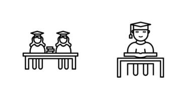 Combined Study and Studying on Desk Icon vector