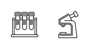 prueba tubo y microscopio icono vector