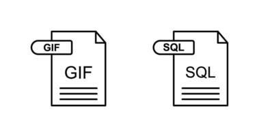 GIF and SQL Icon vector