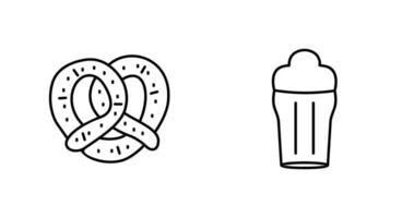 galleta salada y medio litro de cerveza icono vector