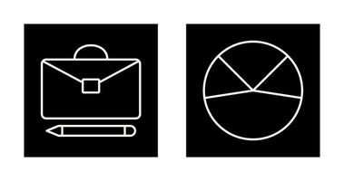 briefcase and pie chart analysis Icon vector