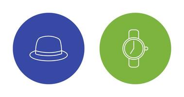 Hat and Watch Icon vector