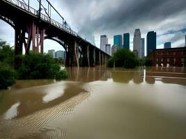 bridge over the river in the city of the most polluted river photo