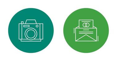 Photo Camera and Invitation Card Icon vector