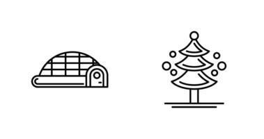 Igloo and Pine Tree Icon vector