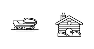 Snowmobile and Cabin Icon vector