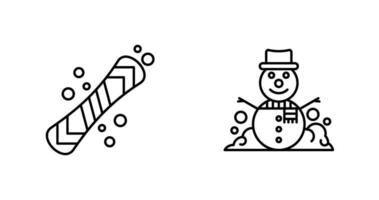 Snowboard and Snowman Icon vector