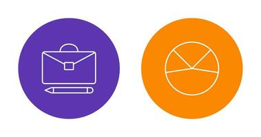 briefcase and pie chart analysis Icon vector