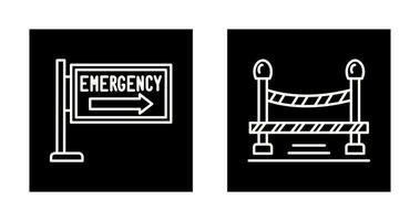 emergencia firmar y hacer no cruzar línea, icono vector