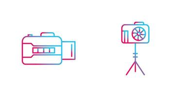 open camera and camera stand  Icon vector