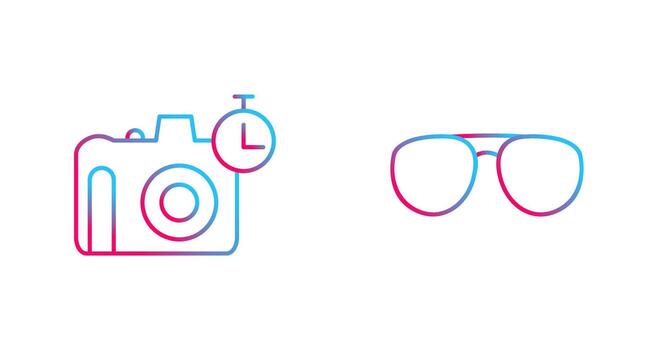 lentes y Temporizador en cámara icono vector
