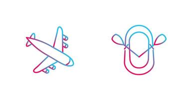 Landing Airplane and Dinghy Icon vector