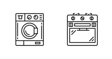 Lavado máquina y estufa icono vector