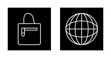 handbag and globe  Icon vector