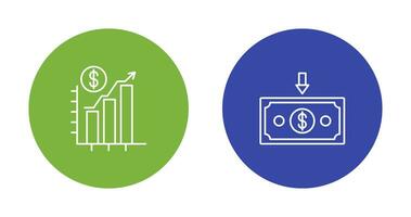 gráfico arriba y dinero abajo icono vector