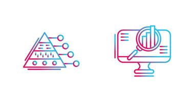 Pyramid Graph and Search Icon vector