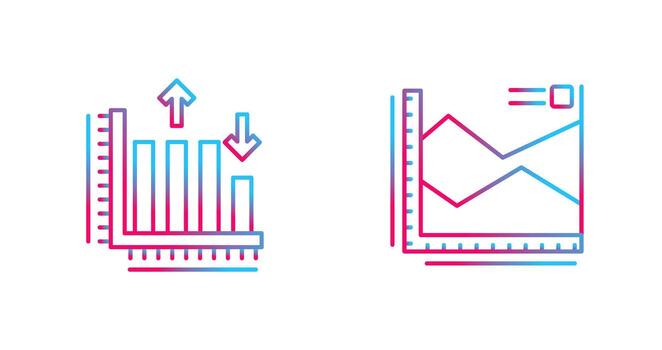 Spline Chart and Bar Graph Icon vector