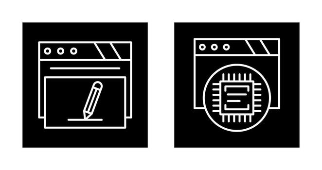 Edit and Cpu Icon Icon vector