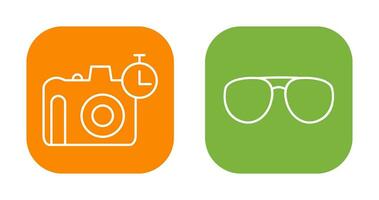 glasses and timer on camera Icon vector