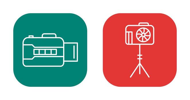 open camera and camera stand  Icon vector