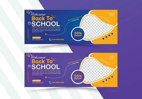 School Admission Banner 2024 social media cover page layout and kids school admission web banner template design set. vector