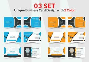 Business card design vector template. Mega Collection variety colors double sided Business card bundles and vector visiting card set template design.