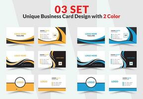 Business card design vector template. Mega Collection variety colors double sided Business card bundles and vector visiting card set template design.